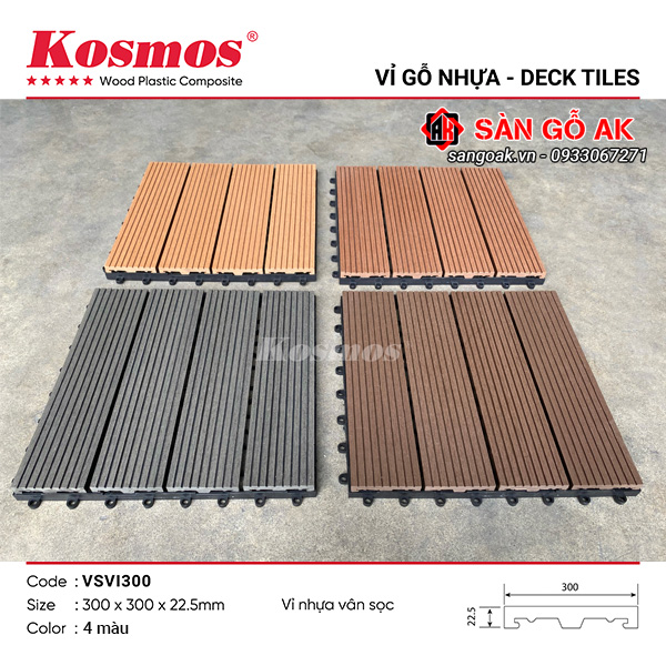 Vỉ gỗ nhựa ngoài trời Kosmos - Vân sọc VSVI300 Dark Grey